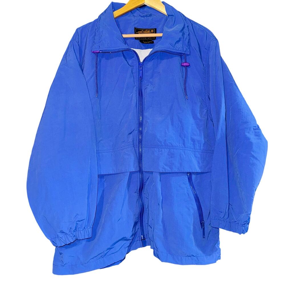 Vintage‎ Eddie Bauer Women's Windbreaker Jacket Size Large Periwinkle Blue Zip